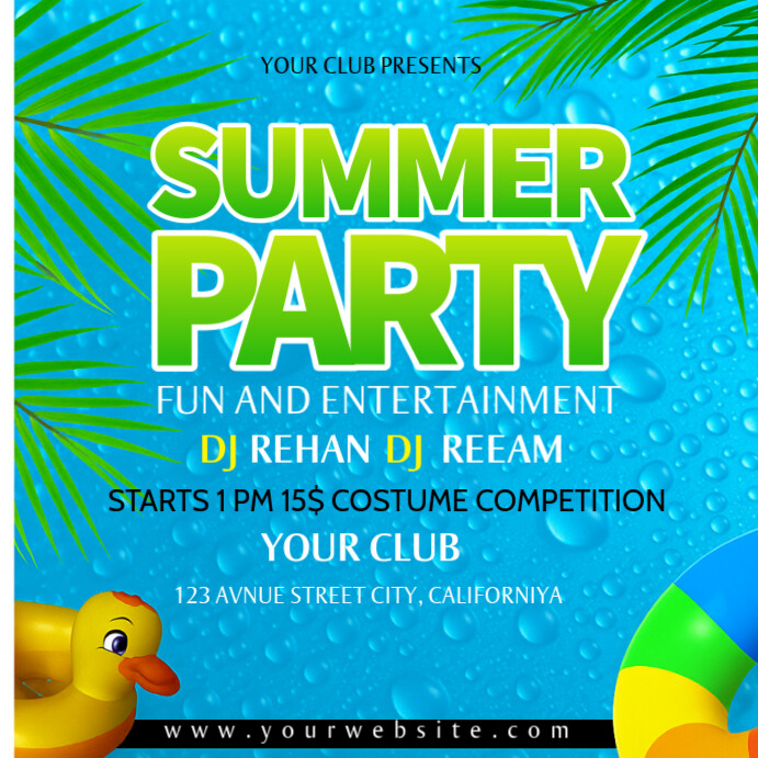 Blue Joyful Summer Party Instagram Post Template | PosterMyWall
