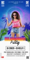 Blue Joyful Summer Party Invitation  Roll Up Banner 3' × 6' template