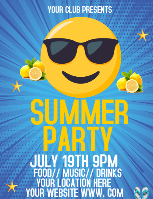 Blue Joyful Summer Party Poster Flyer (us Letter) template