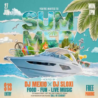 Blue Joyful Summer Party Square Video Cuadrado (1:1) template