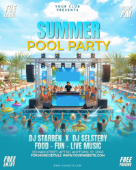 Blue Joyful Summer Pool Party Instagram Portrait template