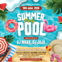 Blue Joyful Summer Pool Party Instagram Post template