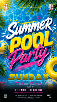 Blue Summer Pool Party Instagram Story Template