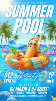 Azul Summer Pool Party Instagram-Story Template