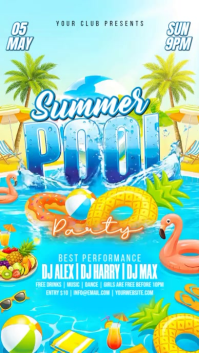 Blue Joyful Summer Pool Party Instagram Story Video Instagram-Story template