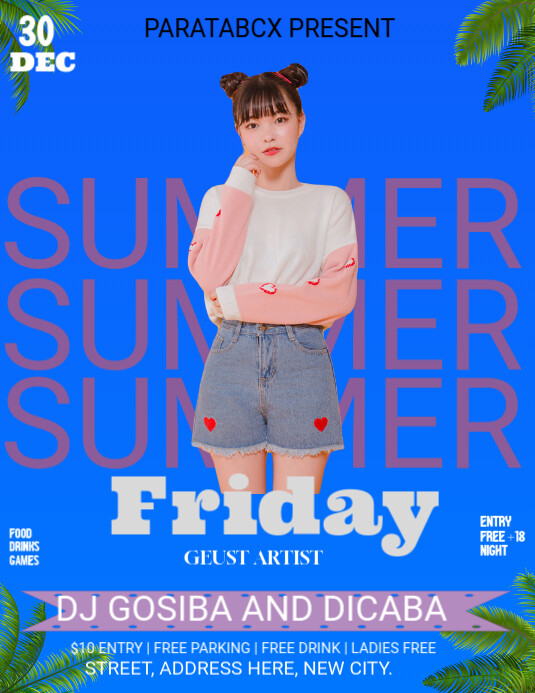 Blue Joyful Summer Poster Flyer (us Letter) Pamflet (VSA Brief) template