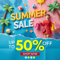 Blue Joyful Summer Sale Instagram Post template