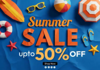 Blue Joyful Summer Sale Postcard Video Pocztówka template