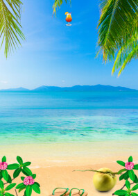 Blue Joyful Summer Template Background  A3