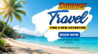 Blue Joyful Summer Travel Twitter Post template