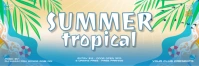 Blue Joyful Summer Tropical Banner 2' × 6' template