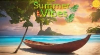 Blue Joyful Summer Vibes Beach Day Twitter Po template