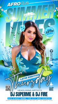 Blue Summer Vibes Party Instagram Story Template