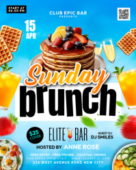 Blue Joyful Sunday Brunch easter breakfast and lunch bottomless restaurant Event invitation flyer te Instagram Portrait template