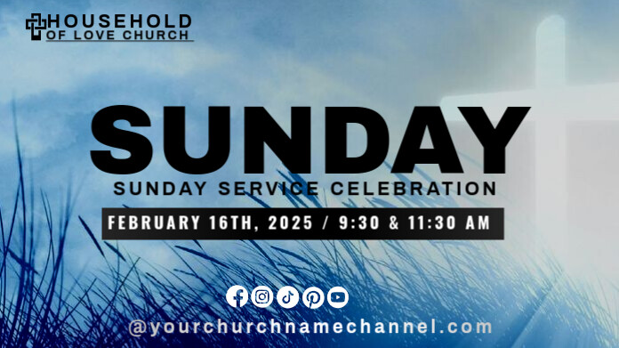 Blue Joyful Sunday Church Invitation Service  Twitter Post template