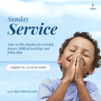 Blue Sunday Church Service Instagram Post Template - Page 1