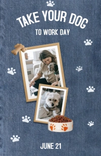 Blue Joyful Take Your Dog To Work Day Templat Tabloid template