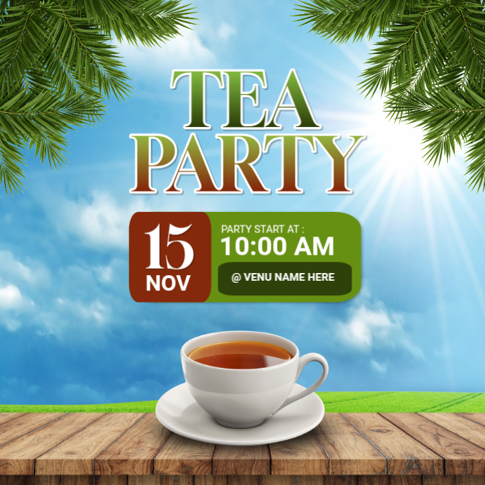 Blue Joyful Tea Party Instagram Post | PosterMyWall