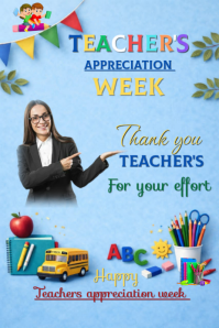 蓝色 Teacher Appreciation Pinterest Graphic Template