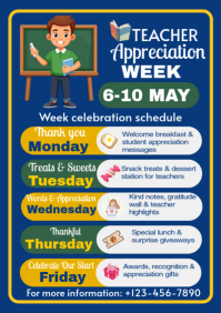 Blue Joyful Teacher Appreciation Week A4 template