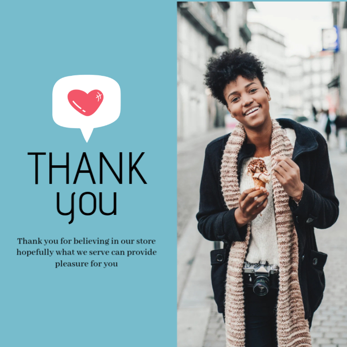 Blue Joyful Thank You Instagram Post Template | PosterMyWall