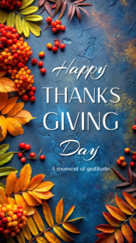 Blue Thanksgiving Gratitude Message WhatsApp Status Template