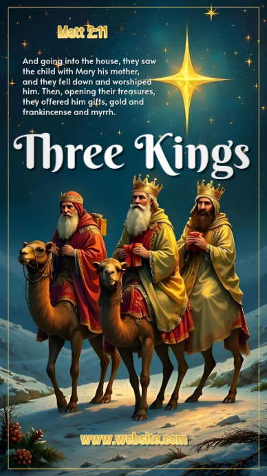 Plantilla de Blue Joyful Three Kings Nativity Christmas Bible Verse ...