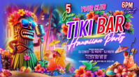 Blue Joyful Tiki Bar Hawaiian Party Digital Display Video template