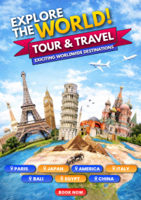 Blue Joyful Travel and Tourism A4 template