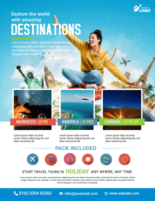 Plantilla de Travel Destinations Folletos | PosterMyWall