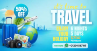 Blue Travel Promotion Изображение, которым поделились на Facebook Template