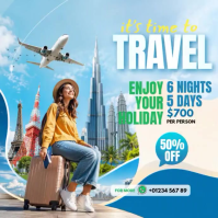 Blue Travel Promotion Instagram-opslag Template