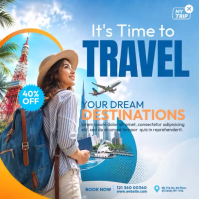 Синий Travel Promotion Instagram-opslag Template