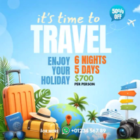 Blue Travel Promotion Square Template