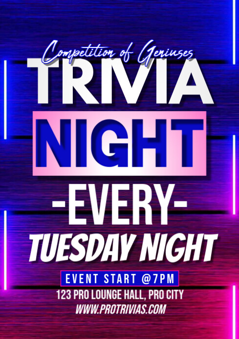 Blue Joyful Trivia Night Party A4 template