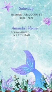 Blue Joyful Under The Sea Birthday Digital Display (9:16) template