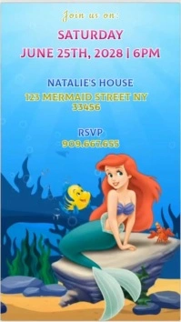 Blue Joyful Under The Sea Birthday Digital Display (9:16) template