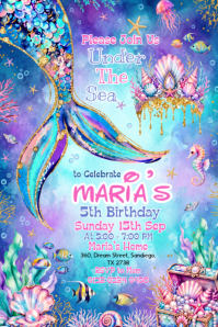 Blue Birthday Invitation Poster Template