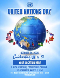 Blue Joyful United Nation Day Celebration Template Flyer (us Letter)