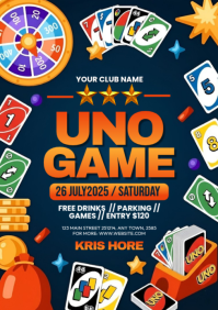 Blue UNO Game Night A4 Template