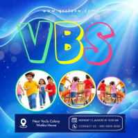 Blue Joyful Vacation Bible School Square#VBS #VBSPoster #VacationBibleSchool #ChurchDesign #KidsMini Quadrato (1:1) template