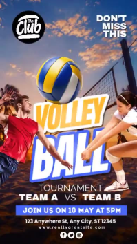 Blue Joyful Volleyball Tournament Instagram Story Video Instagram-verhaal template
