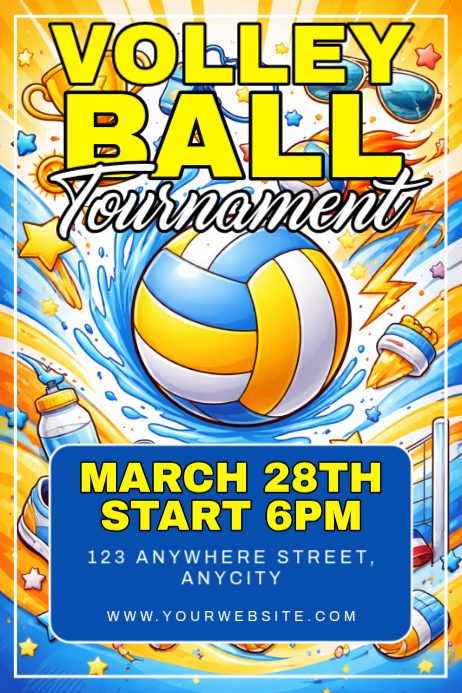 Blue Joyful Volleyball Tournament Poster Template | PosterMyWall