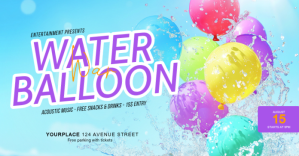 Blue Joyful Water Balloon Fight Facebook Shar template