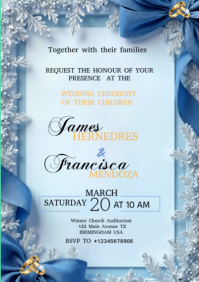 Blue Joyful Wedding Ceremony Card Design  A2 template