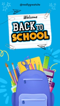 Blue Joyful Welcome Back To School Business Card Visitkort template