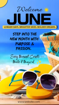 Blue Joyful Welcome June Instagram Story template