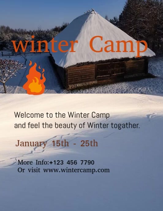 Blue Joyful Winter Camp Flyer (us Letter) template