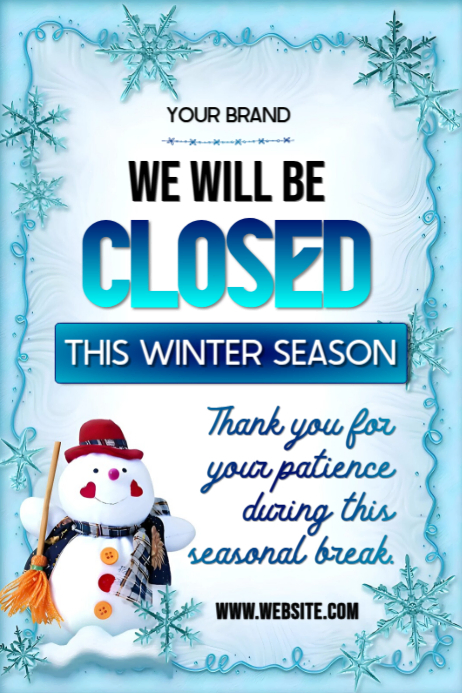 Winter Closure Announcement Template | PosterMyWall