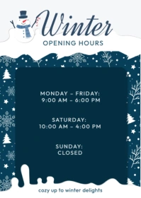 Blue Joyful Winter Hours Schedule A6 template